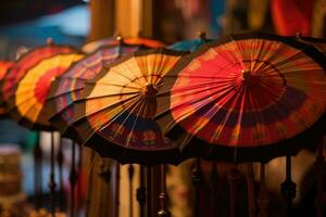 Colorful Asian Paper Umbrella Parasol. AI Generated photo