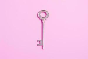 a key, isolated on pink background. AI Generated photo