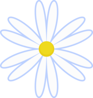 Daisy flower illustration. White chamomile cartoon retro design. png