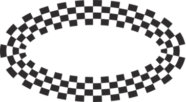 Checkerboard frame. Oval patterns with black and white chess pattern.Y2k geometric shape. Retro groovy illustration png