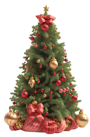 Christmas Tree, 3D, PNG Clip Art, AI-Generated.