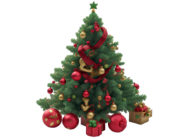 Christmas Tree, 3D, PNG Clip Art, AI-Generated.