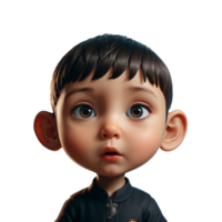 AI Generative cartoon portrait of a child on transparent background png