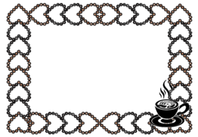 template border of espresso cappuccino with flat white in shape pattern png