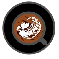 logo illustration icon cup of coffee espresso cappuccino with flat white had shape design png