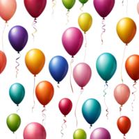 colorful balloons isolated on translucent background. ai generative png