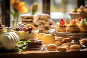 Inside a gourmet bakery Easter treats are being beautifully displayed AI Generative photo