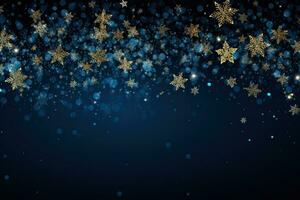 Blue Christmas background with snowflakes and stars.AI Generated photo