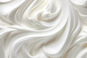 Close up of white whipped cream swirl texture for background and design.AI Generated photo