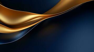 Gold and navy blue waves abstract luxury background AI Generative photo