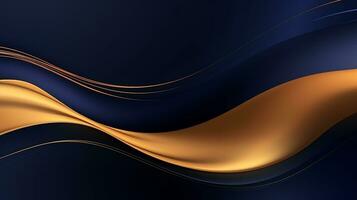 Gold and navy blue waves abstract luxury background AI Generative photo