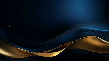 Gold and navy blue waves abstract luxury background AI Generative photo