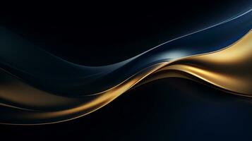 Gold and navy blue waves abstract luxury background AI Generative photo