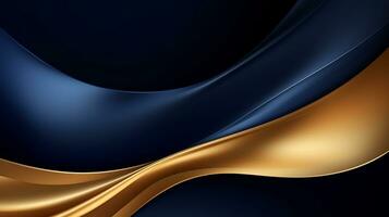 Gold and navy blue waves abstract luxury background AI Generative photo