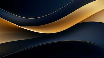 Gold and navy blue waves abstract luxury background AI Generative photo