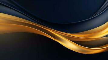 Gold and navy blue waves abstract luxury background AI Generative photo