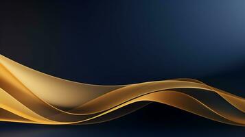 Gold and navy blue waves abstract luxury background AI Generative photo