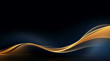 Gold and navy blue waves abstract luxury background AI Generative photo