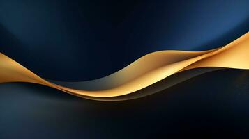 Gold and navy blue waves abstract luxury background AI Generative photo