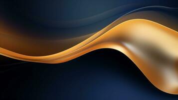 Gold and navy blue waves abstract luxury background AI Generative photo