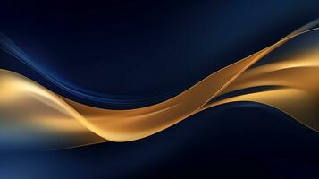 Gold and navy blue waves abstract luxury background AI Generative photo