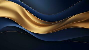 Gold and navy blue waves abstract luxury background AI Generative photo