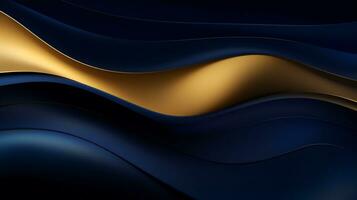 Gold and navy blue waves abstract luxury background AI Generative photo