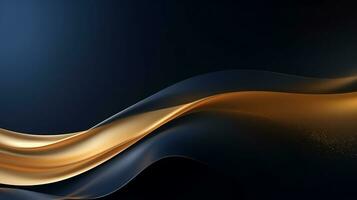 Gold and navy blue waves abstract luxury background AI Generative photo