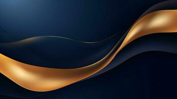 Gold and navy blue waves abstract luxury background AI Generative photo