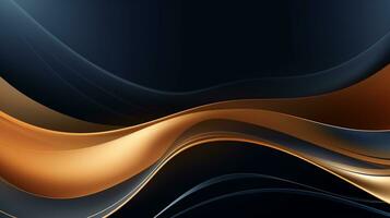 Gold and navy blue waves abstract luxury background AI Generative photo