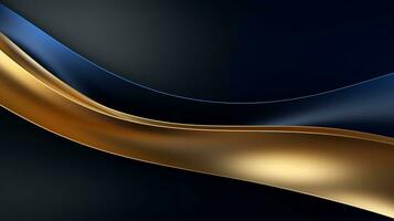 Gold and navy blue waves abstract luxury background AI Generative photo