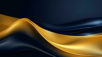 Gold and navy blue waves abstract luxury background AI Generative photo