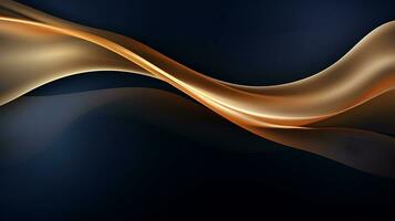 Gold and navy blue waves abstract luxury background AI Generative photo