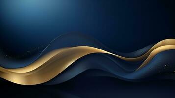 Gold and navy blue waves abstract luxury background AI Generative photo