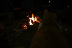 lighting a bonfire photo