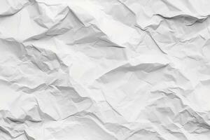 Crumpled white paper texture AI Generative photo