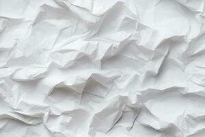 Crumpled white paper texture AI Generative photo