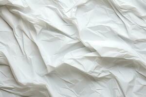 Crumpled white paper texture AI Generative photo