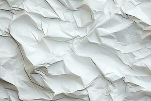 Crumpled white paper texture AI Generative photo