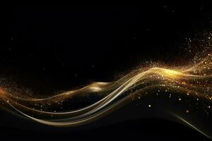 Abstract golden wave on black background.AI Generated photo