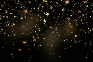 Golden stars on a black background.AI Generated photo