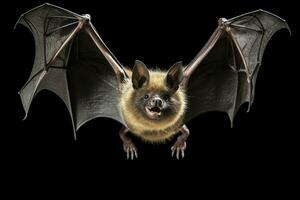 Bat with open mouth on a black background.AI Generated photo