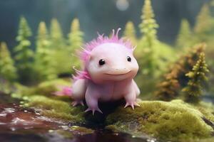 Axolotl in the nature.AI Generated photo