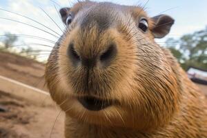 Close up of a capybara.AI Generated photo