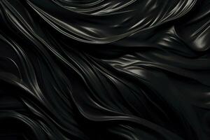Black 3d abstract wavy background.AI Generated photo