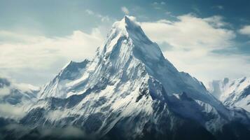 A pristine snow covered mountain peak AI Generative photo