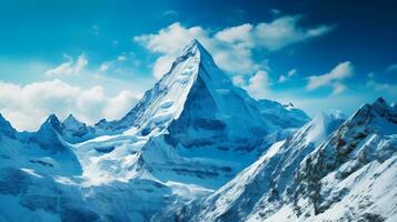 A pristine snow covered mountain peak AI Generative photo