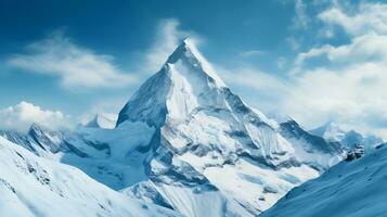 A pristine snow covered mountain peak AI Generative photo