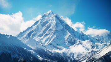 A pristine snow covered mountain peak AI Generative photo