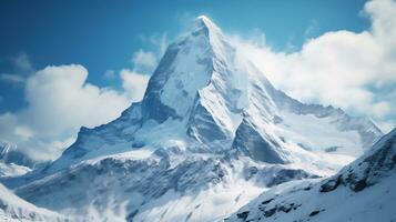 A pristine snow covered mountain peak AI Generative photo